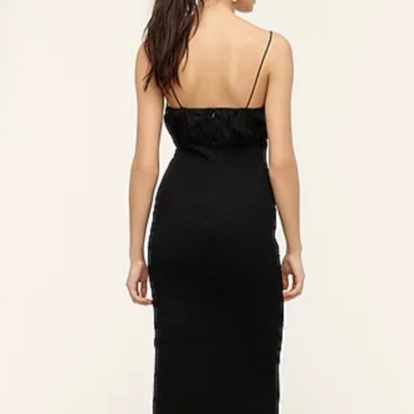 J.Crew Smocked Black Bodycon Tank Dress Sz 2 Mid Length NWOT - Picture 2 of 13